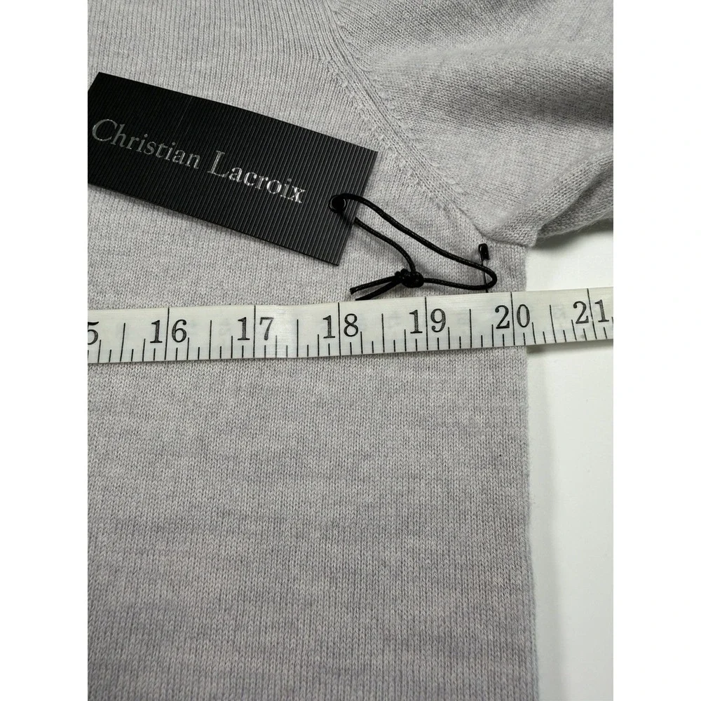 Christian Lacroix Sweater Mens Medium Gray 100% Extra Fine Merino Wool 1/4 Zip